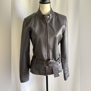 OSCAR LEOPOLD chocolate brown leather jacket size medium